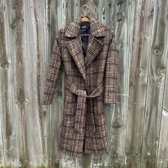 Express Jackets & Blazers - EXPRESS women belted plaid coat. Size XXS/TTP